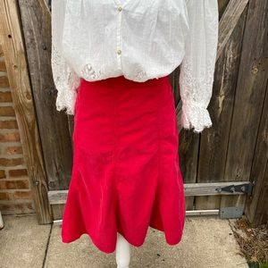 Anthropologie Postmark Fuchsia pin-fine cotton Corduroy Fluted Skirt size 10